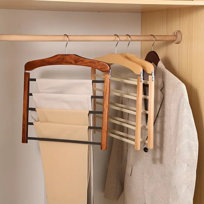 Percha multibarra en madera clara