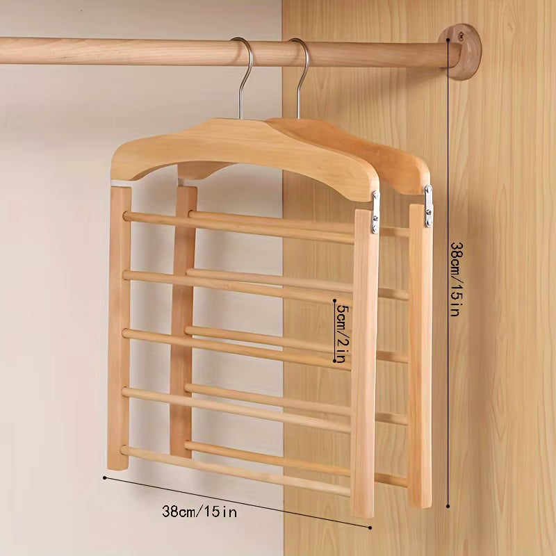 Percha multibarra de madera para pantalones